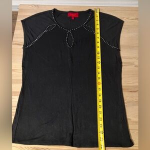 Jennifer Lopez Black Studded Short Sleeve Top Size L
